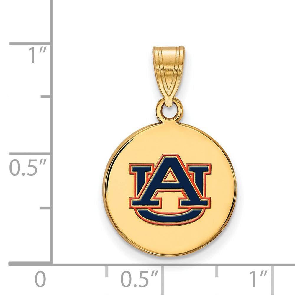 Alternate view of the 14k Gold Plated Silver Auburn U Medium Enamel Disc Pendant by The Black Bow Jewelry Co.