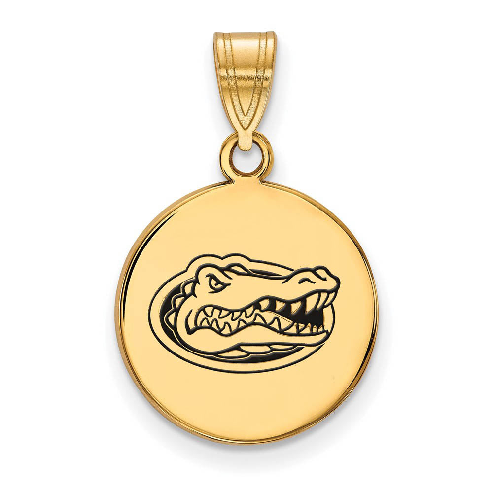 14k Gold Plated Silver U. of Florida Md Enamel Logo Disc Pendant, Item P18502 by The Black Bow Jewelry Co.