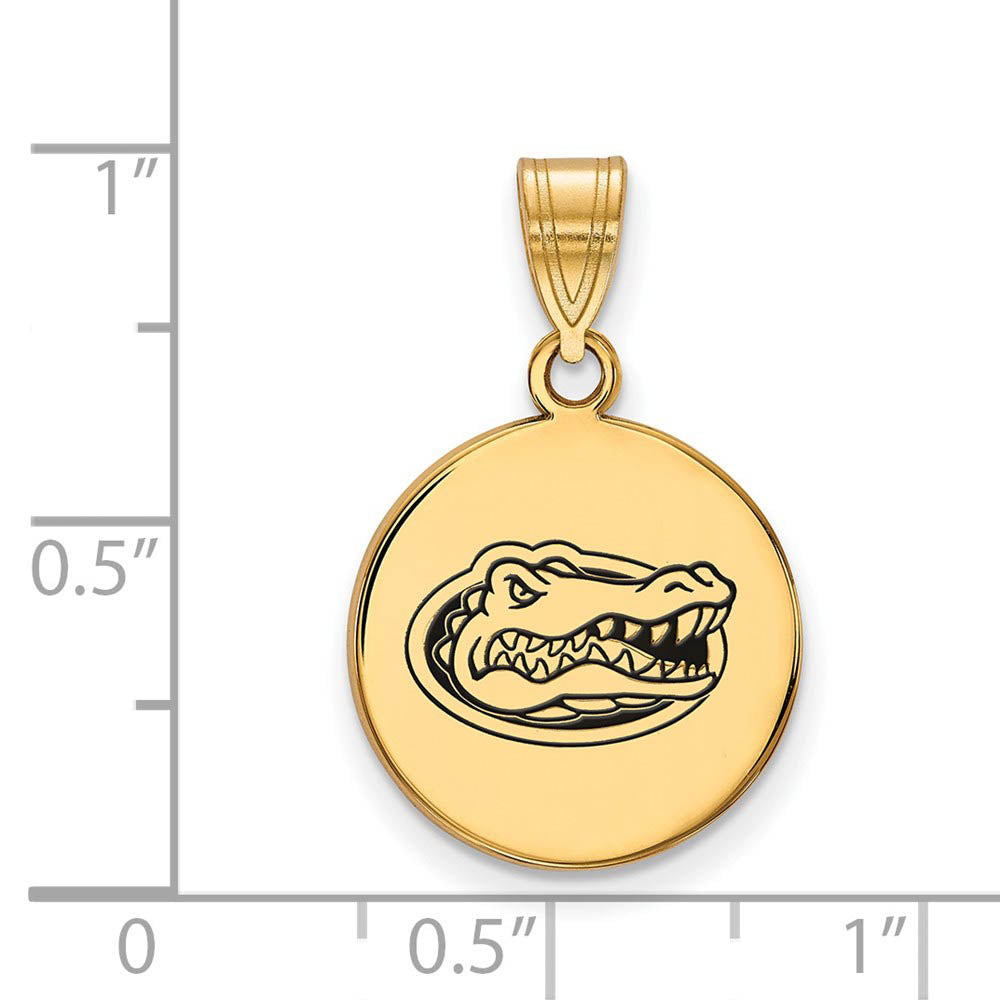 Alternate view of the 14k Gold Plated Silver U. of Florida Md Enamel Logo Disc Pendant by The Black Bow Jewelry Co.