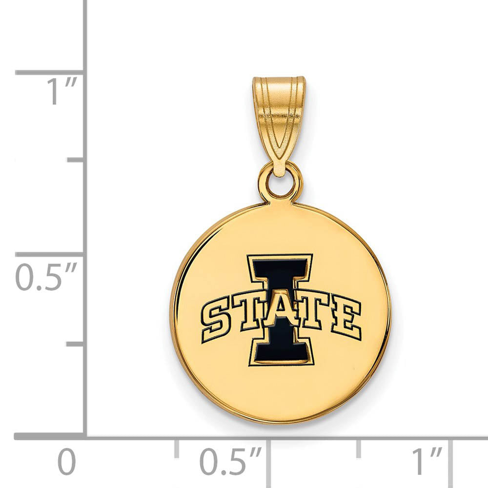 Alternate view of the 14k Gold Plated Silver Iowa State Med Enamel Disc Pendant by The Black Bow Jewelry Co.