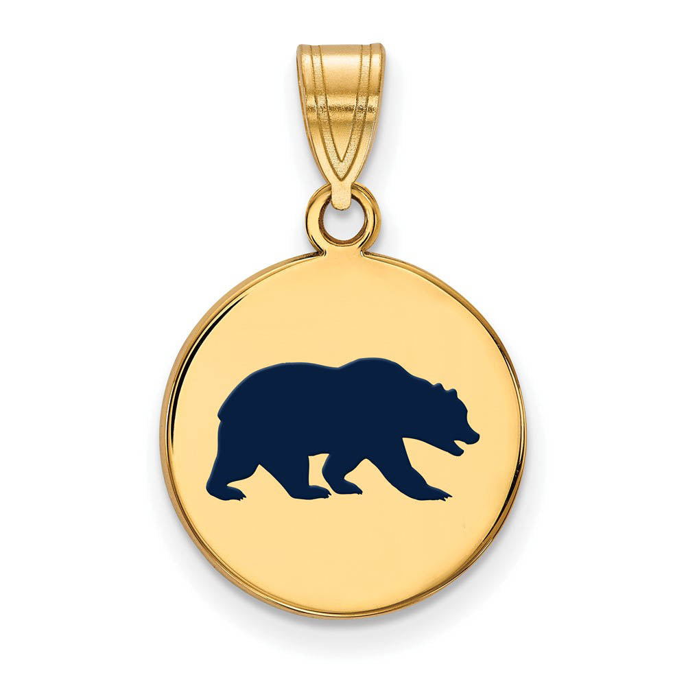 14k Gold Plated Silver California Berkeley Md Enamel Disc Pendant, Item P18508 by The Black Bow Jewelry Co.