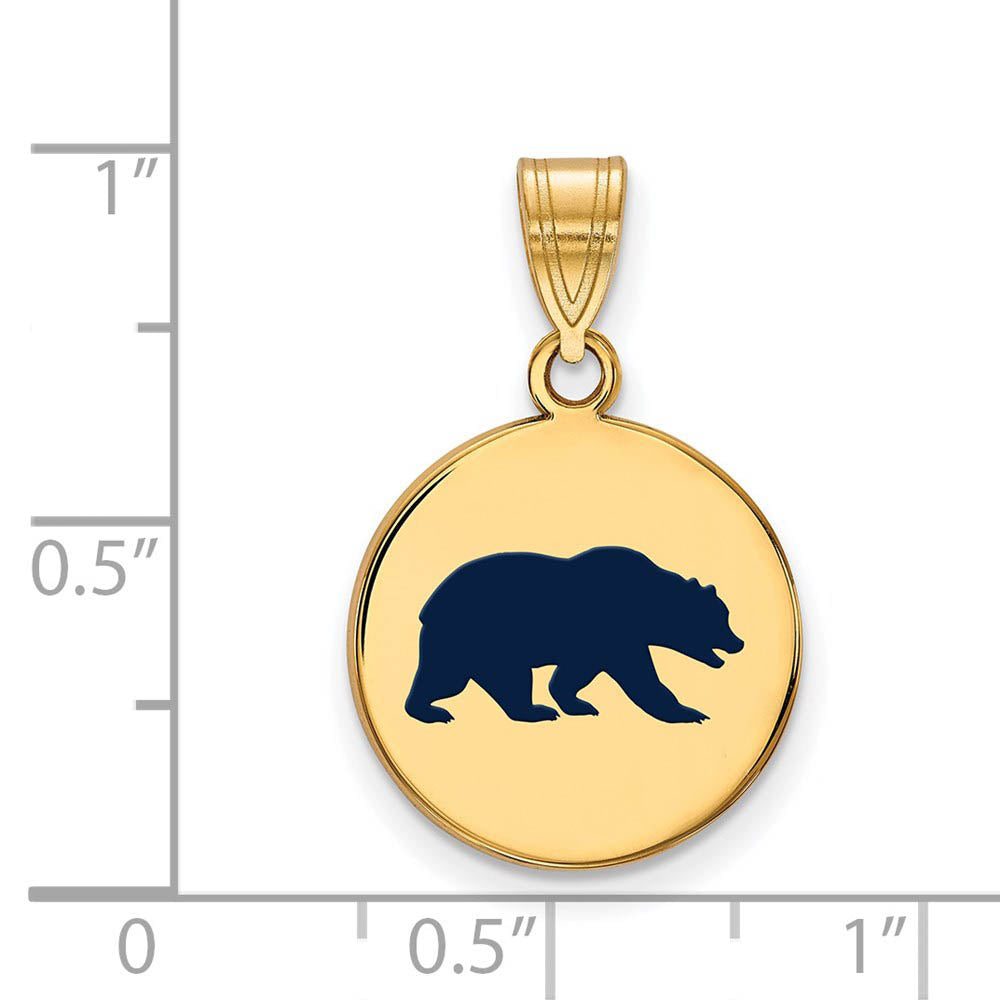 Alternate view of the 14k Gold Plated Silver California Berkeley Md Enamel Disc Pendant by The Black Bow Jewelry Co.