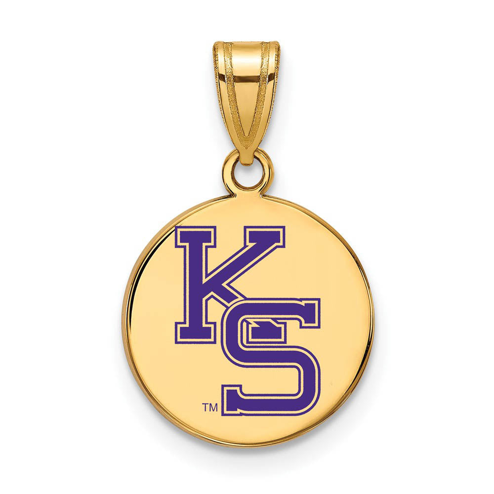 14k Gold Plated Silver Kansas State Med Enamel Disc Pendant, Item P18512 by The Black Bow Jewelry Co.