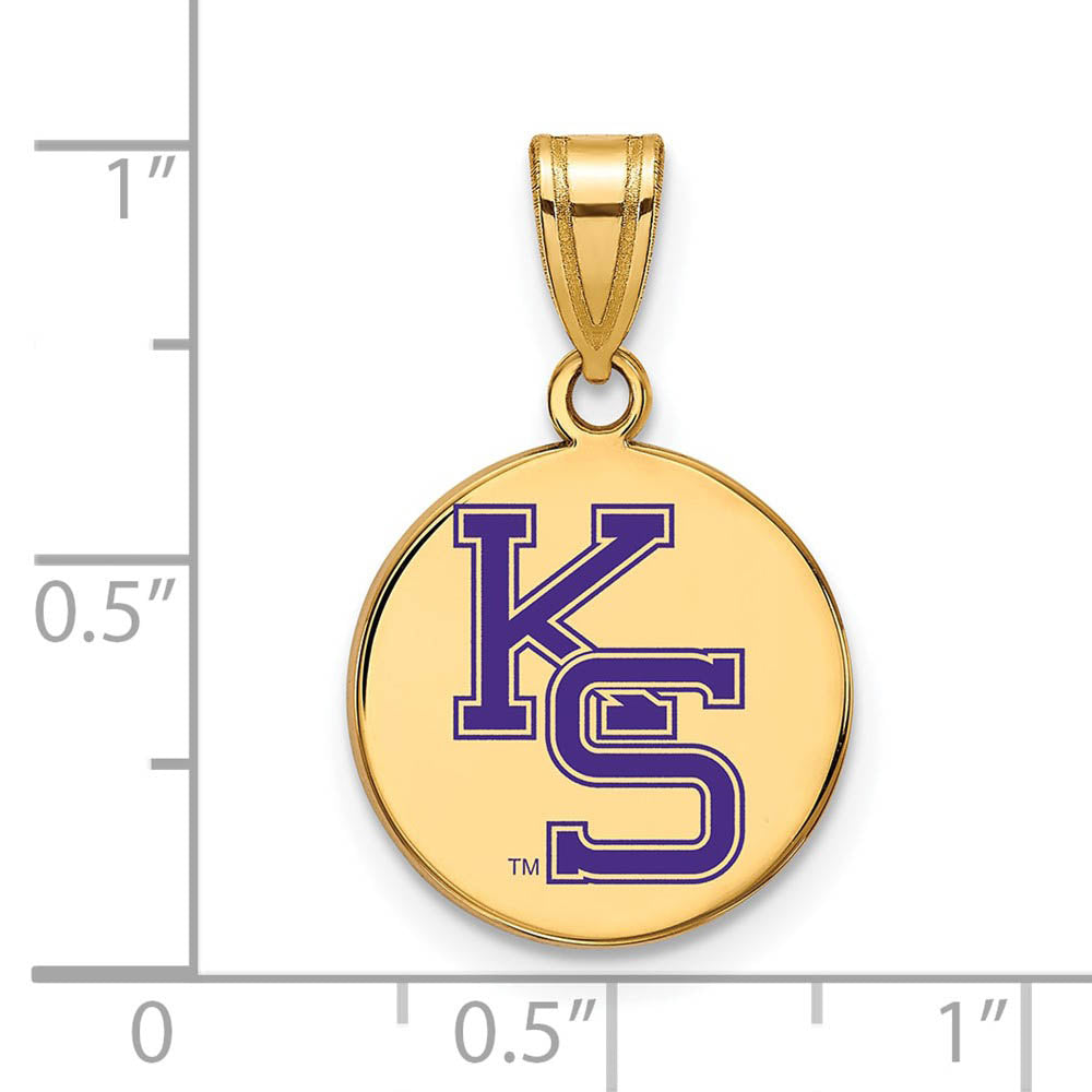 Alternate view of the 14k Gold Plated Silver Kansas State Med Enamel Disc Pendant by The Black Bow Jewelry Co.