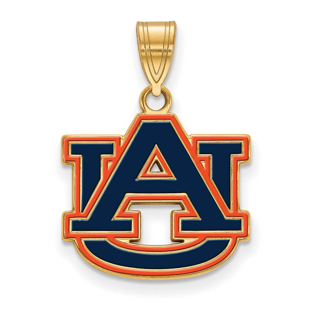 14k Gold Plated Silver Auburn U Medium Enamel Pendant, Item P18513 by The Black Bow Jewelry Co.
