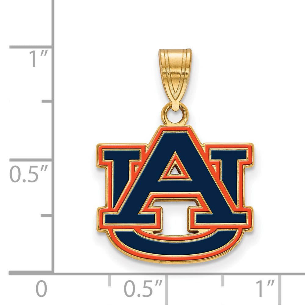 Alternate view of the 14k Gold Plated Silver Auburn U Medium Enamel Pendant by The Black Bow Jewelry Co.