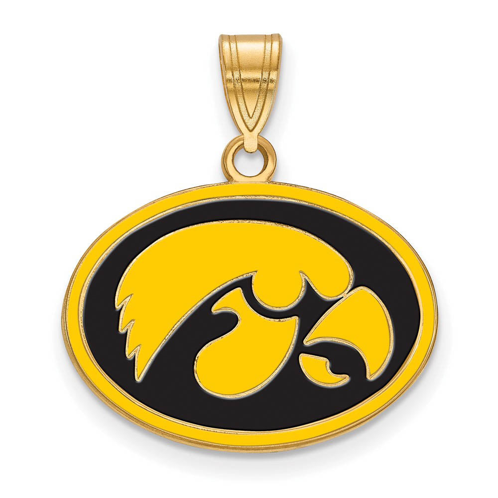 14k Gold Plated Silver U. of Iowa Medium Enamel Pendant, Item P18518 by The Black Bow Jewelry Co.