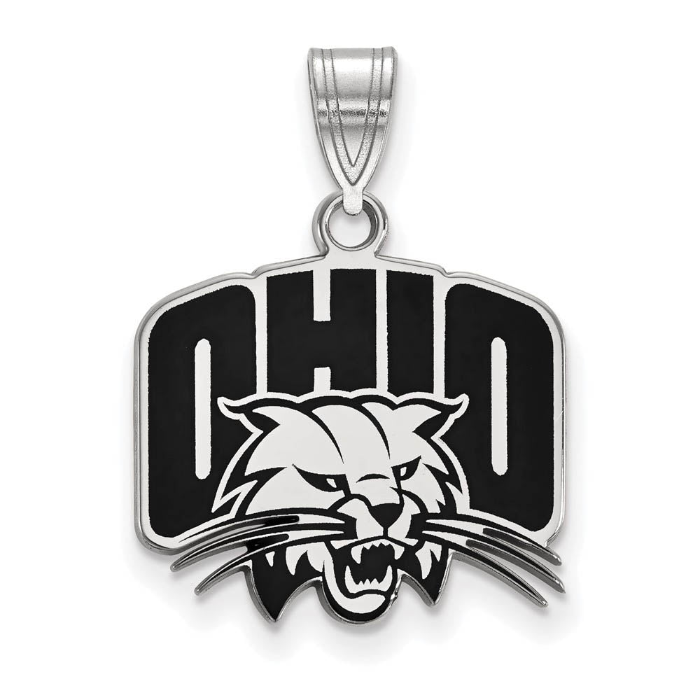 Sterling Silver Ohio U. Medium Enamel Pendant, Item P18521 by The Black Bow Jewelry Co.
