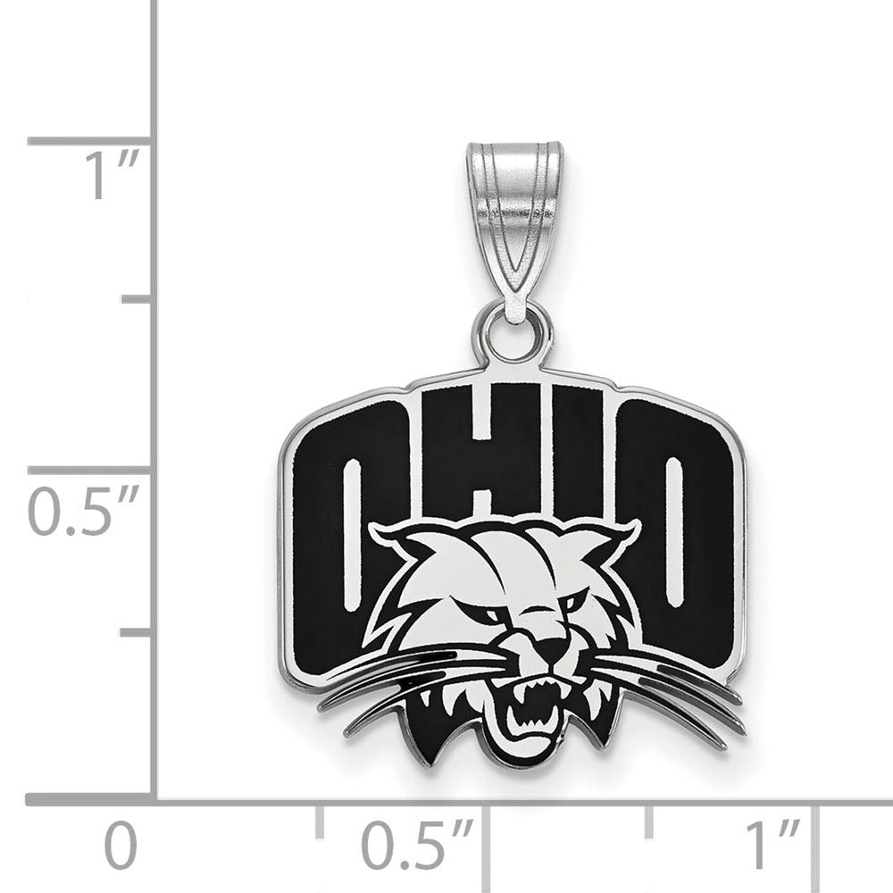 Alternate view of the Sterling Silver Ohio U. Medium Enamel Pendant by The Black Bow Jewelry Co.