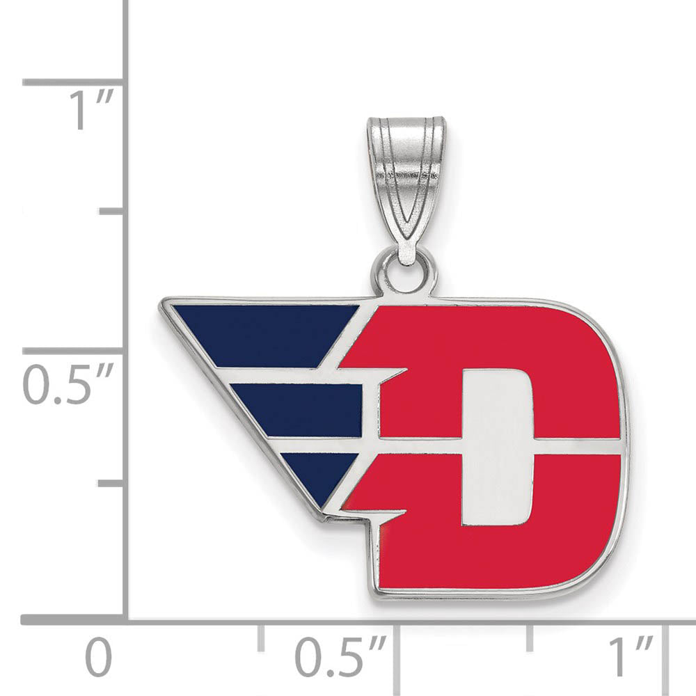 Alternate view of the Sterling Silver U. of Dayton Medium Enamel Pendant by The Black Bow Jewelry Co.