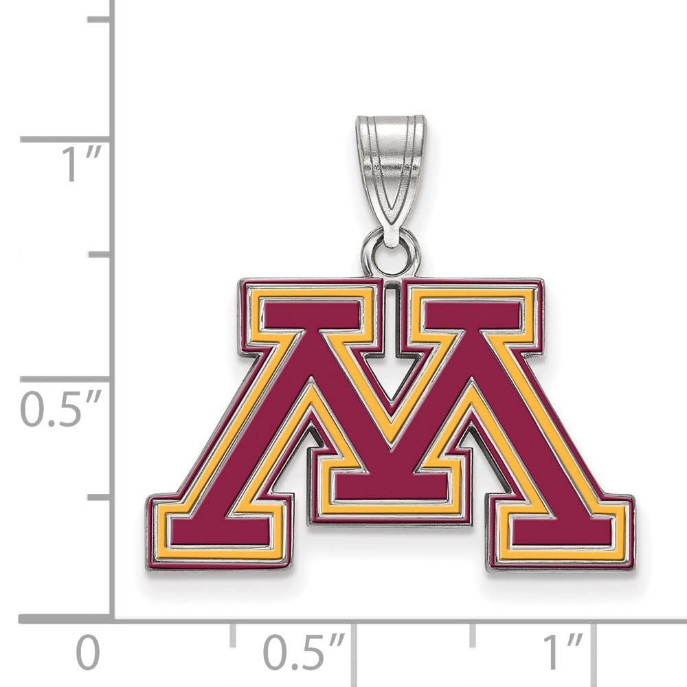 Alternate view of the Sterling Silver U. of Minnesota Medium Enamel 'M' Pendant by The Black Bow Jewelry Co.