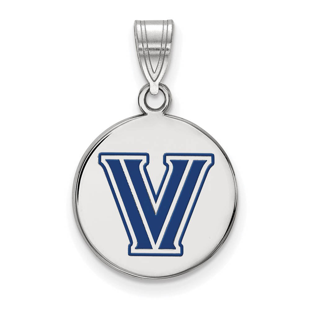 Sterling Silver Villanova U. Medium Enamel Logo Disc Pendant, Item P18526 by The Black Bow Jewelry Co.