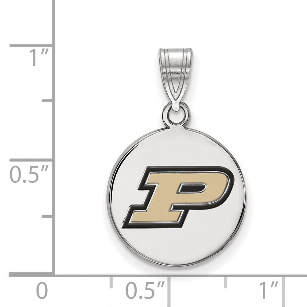 Alternate view of the Sterling Silver Purdue Medium Enamel 'P' Disc Pendant by The Black Bow Jewelry Co.