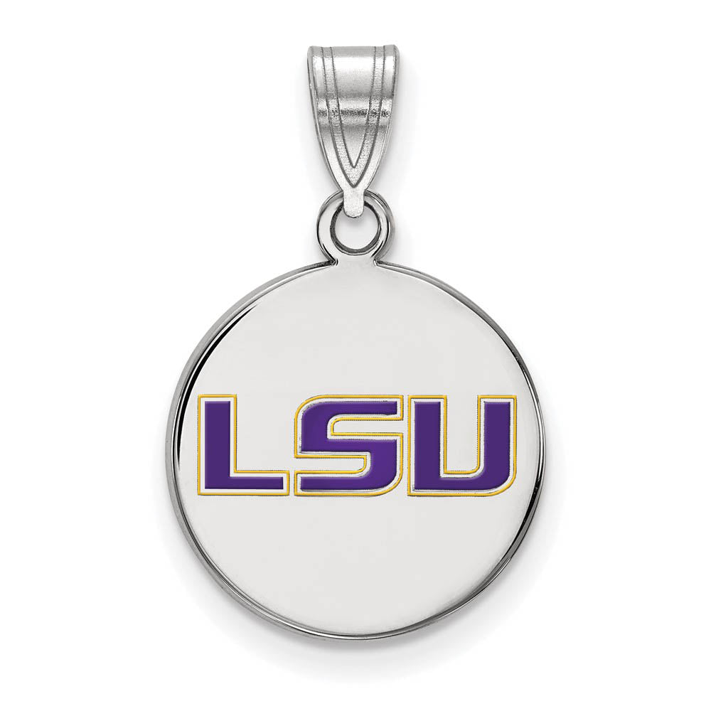 Sterling Silver Louisiana State Medium Enamel Disc Pendant, Item P18533 by The Black Bow Jewelry Co.