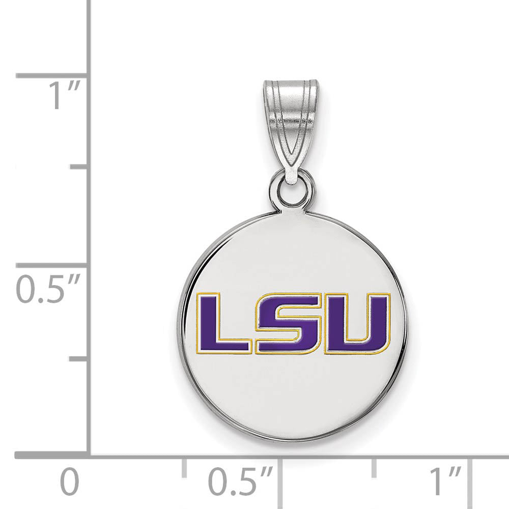 Alternate view of the Sterling Silver Louisiana State Medium Enamel Disc Pendant by The Black Bow Jewelry Co.