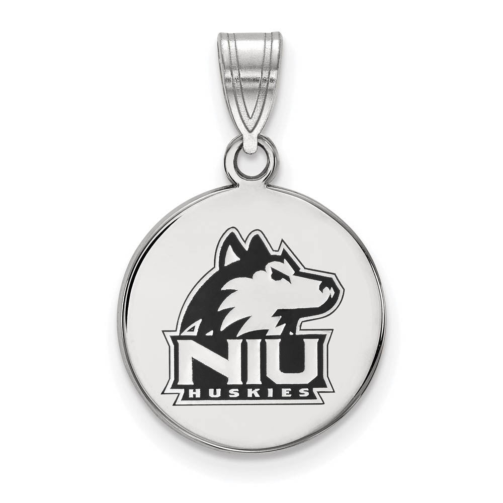 Sterling Silver Northern Illinois U. Medium Enamel Disc Pendant, Item P18543 by The Black Bow Jewelry Co.