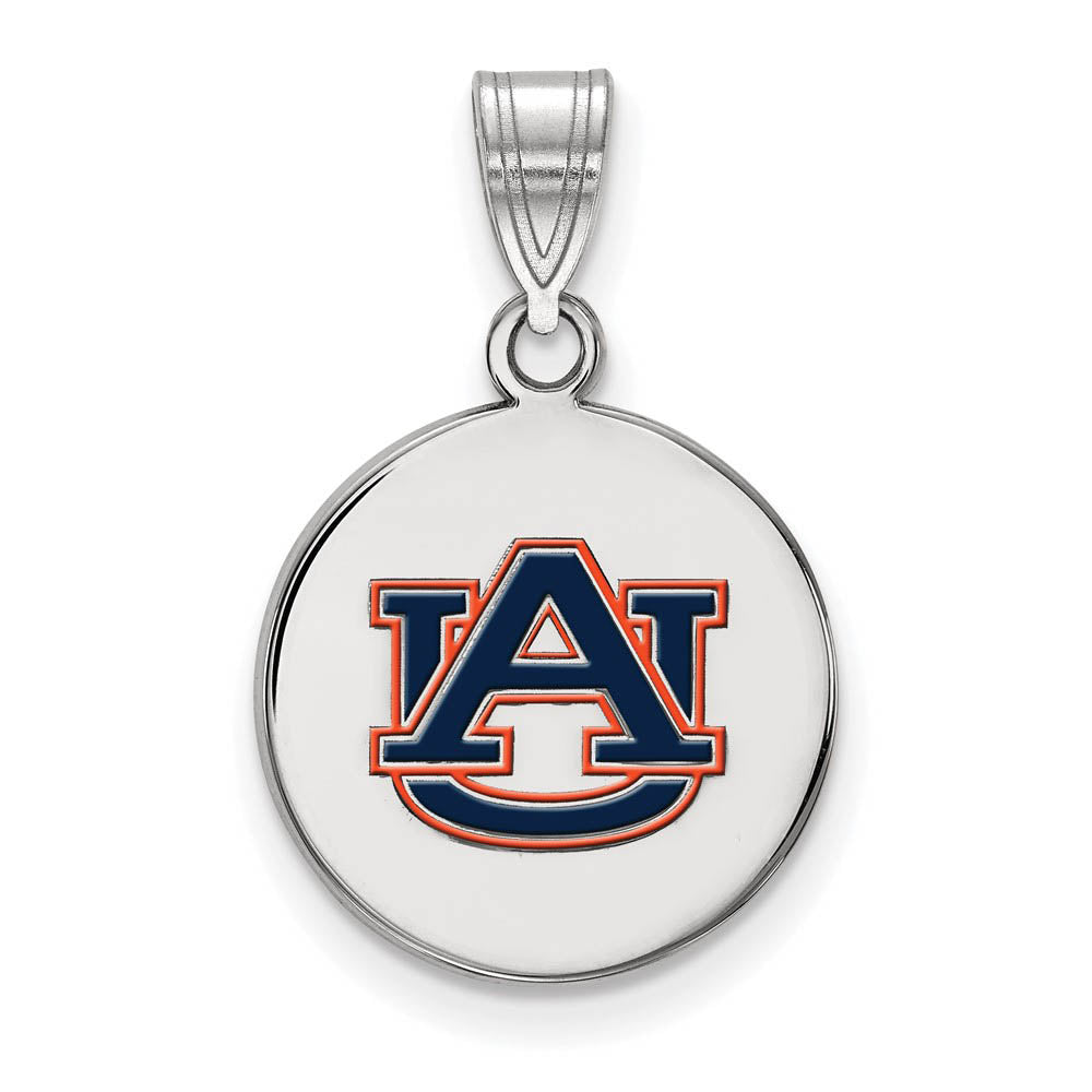 Sterling Silver Auburn U Medium Enamel Disc Pendant, Item P18546 by The Black Bow Jewelry Co.