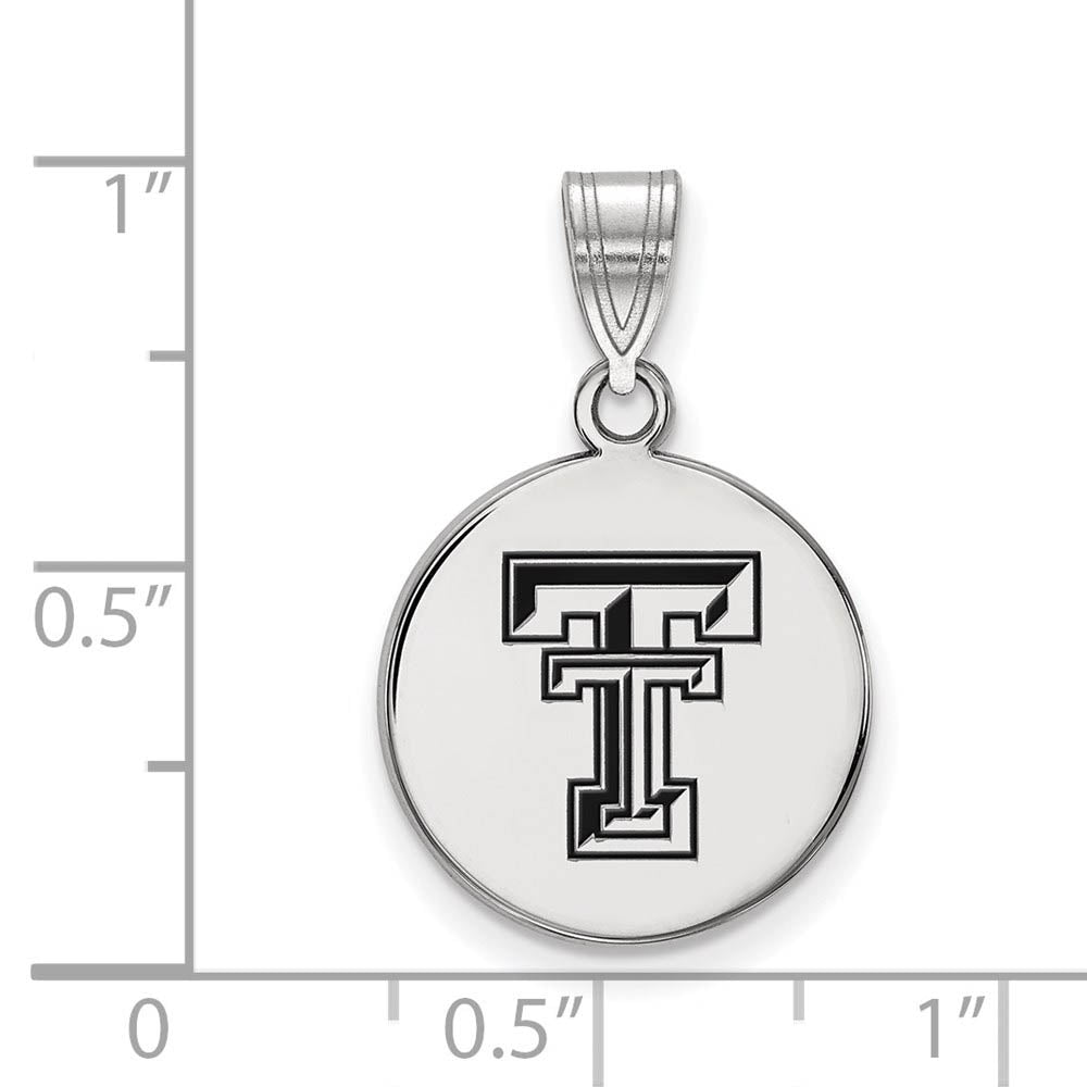 Alternate view of the Sterling Silver Texas Tech U. Medium Enamel Disc Pendant by The Black Bow Jewelry Co.