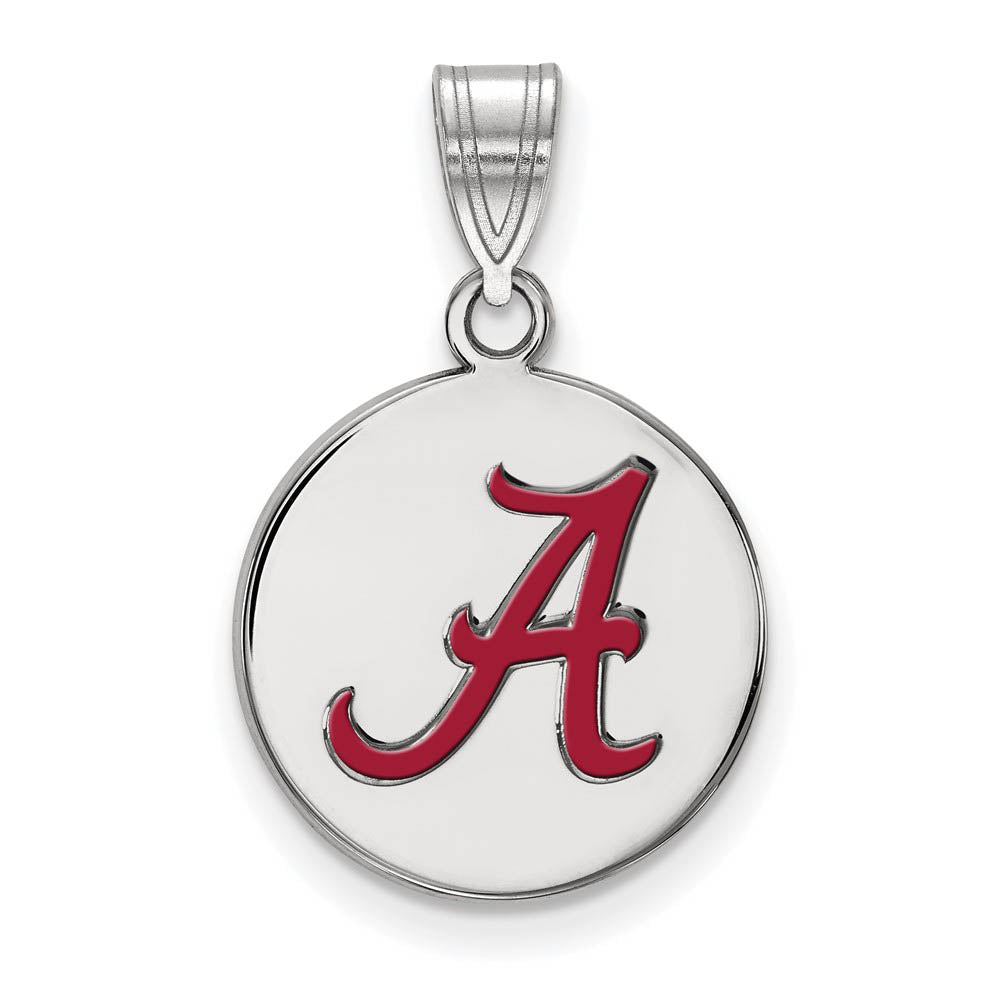 Sterling Silver U. of Alabama Medium Enamel Disc Pendant, Item P18552 by The Black Bow Jewelry Co.