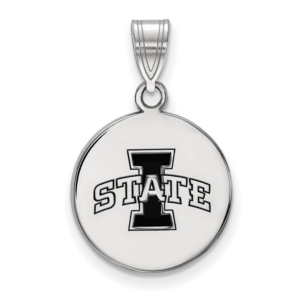 Sterling Silver Iowa State Medium Enamel Disc Pendant, Item P18564 by The Black Bow Jewelry Co.