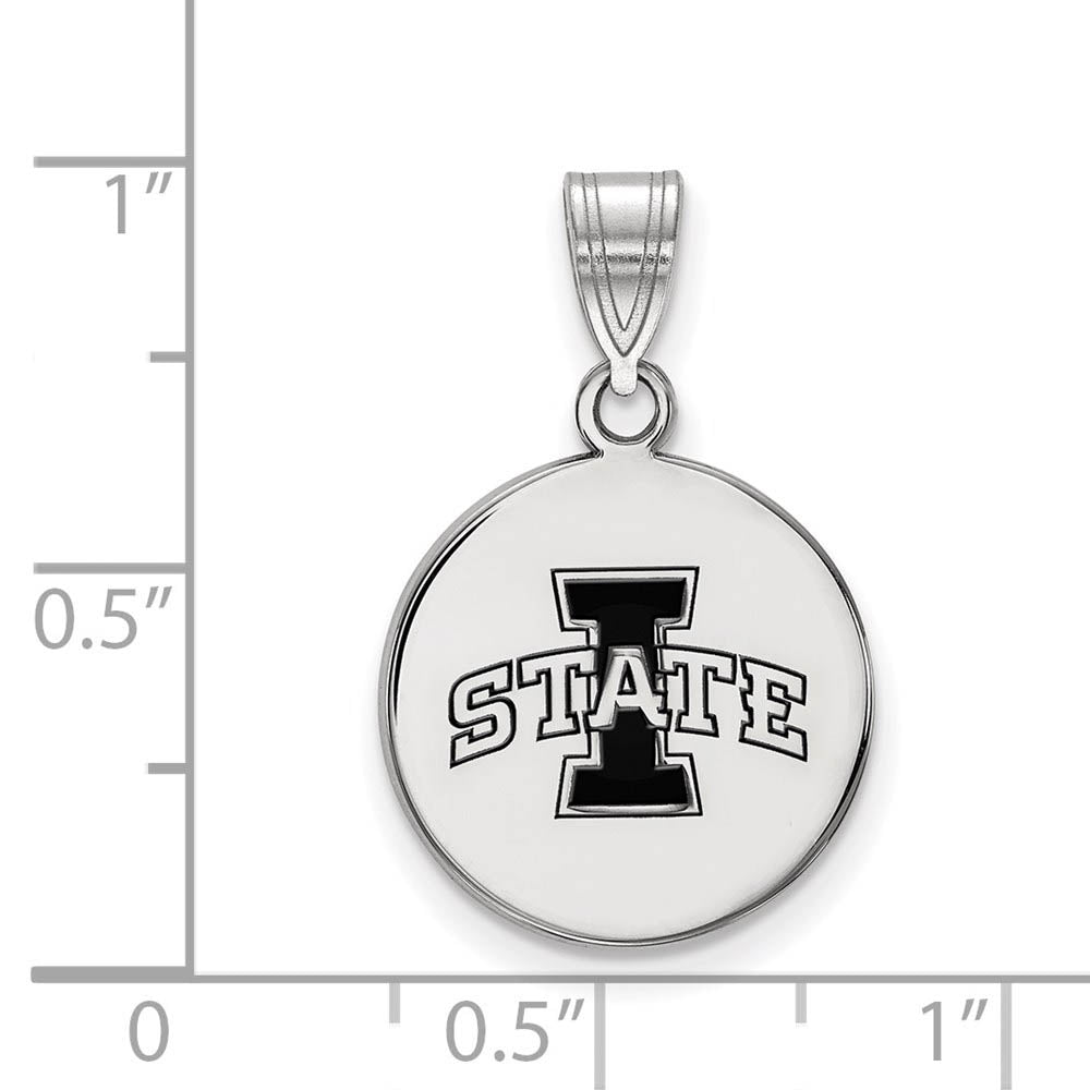Alternate view of the Sterling Silver Iowa State Medium Enamel Disc Pendant by The Black Bow Jewelry Co.
