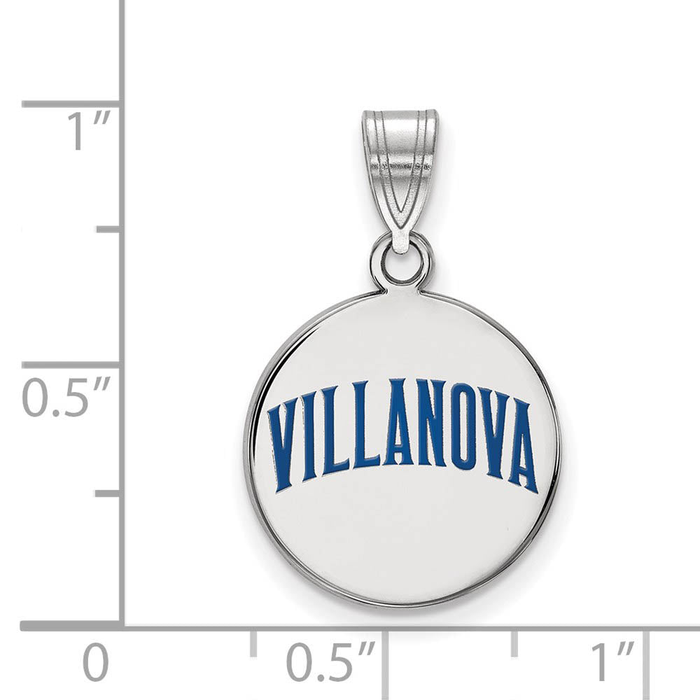 Alternate view of the Sterling Silver Villanova U. Medium Enamel Script Disc Pendant by The Black Bow Jewelry Co.