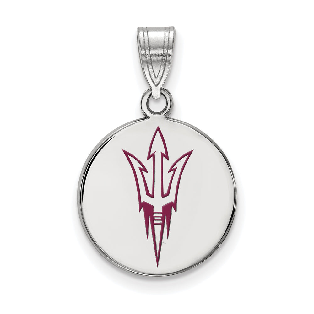 Sterling Silver Arizona State Medium Enamel Disc Logo Pendant, Item P18570 by The Black Bow Jewelry Co.