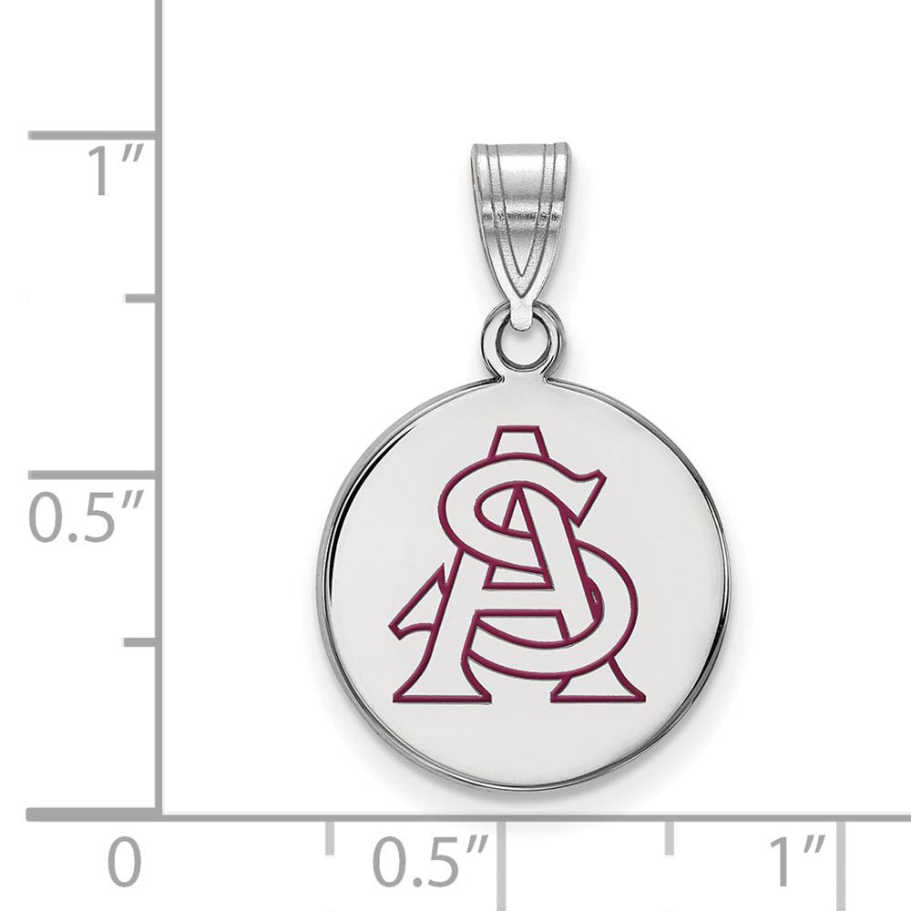 Alternate view of the Sterling Silver Arizona State Medium Enamel Disc Pendant by The Black Bow Jewelry Co.