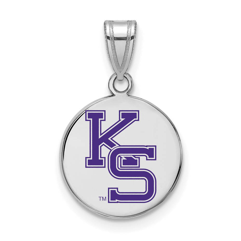 Sterling Silver Kansas State Medium Enamel Disc Pendant, Item P18577 by The Black Bow Jewelry Co.