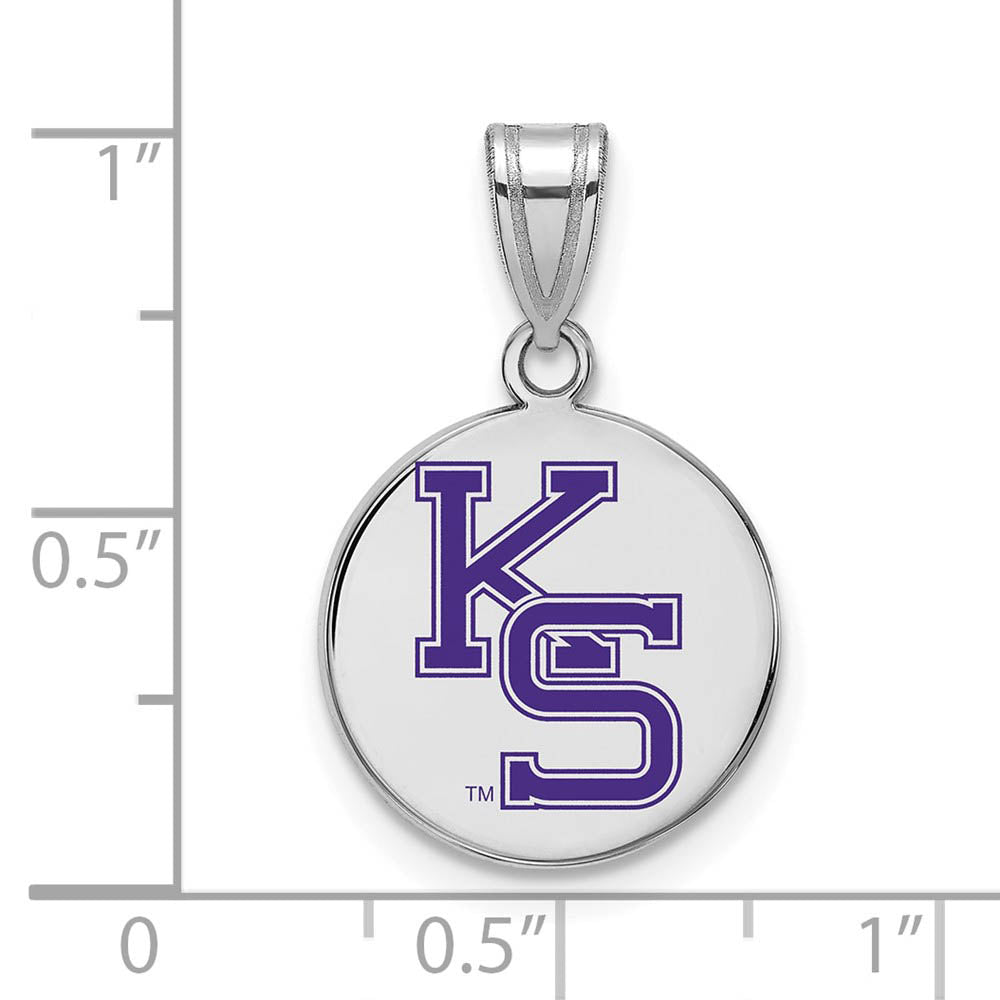 Alternate view of the Sterling Silver Kansas State Medium Enamel Disc Pendant by The Black Bow Jewelry Co.