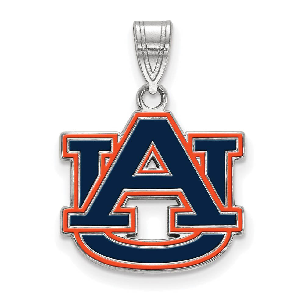 Sterling Silver Auburn U Medium Enamel Pendant, Item P18580 by The Black Bow Jewelry Co.