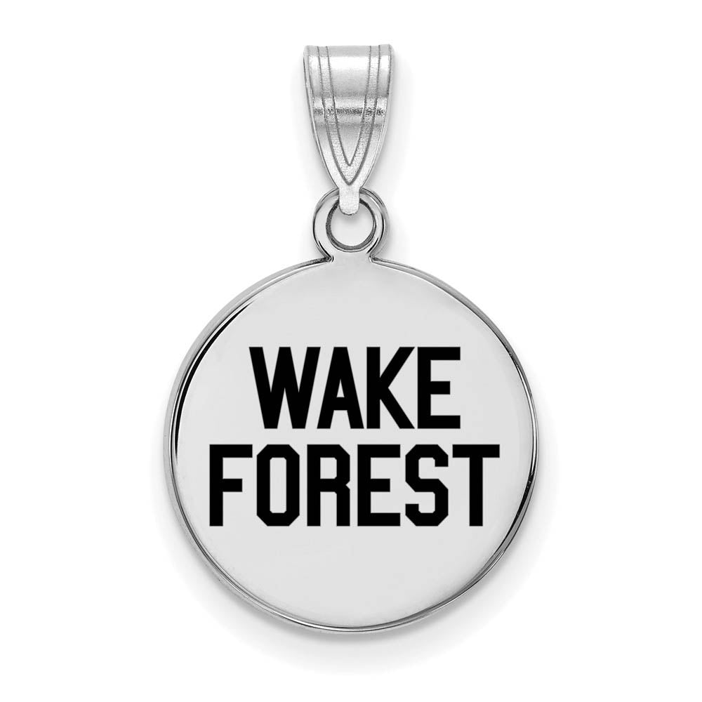 Sterling Silver Wake Forest U. Medium Enamel Logo Disc Pendant, Item P18584 by The Black Bow Jewelry Co.