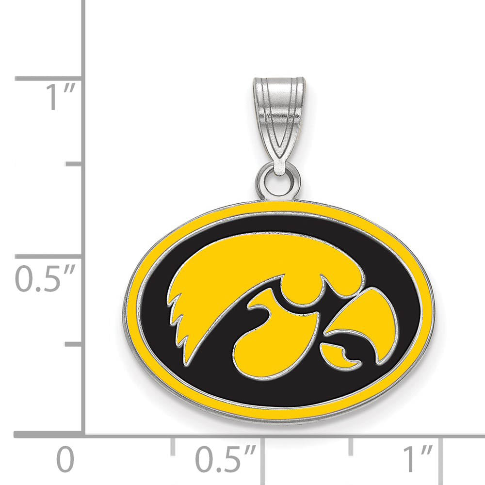 Alternate view of the Sterling Silver U. of Iowa Medium Enamel Pendant by The Black Bow Jewelry Co.