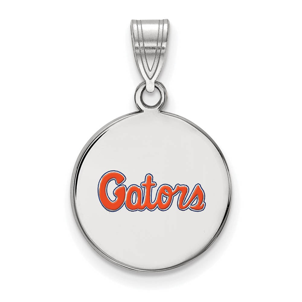 Sterling Silver U. of Florida Medium Enamel Disc Pendant, Item P18589 by The Black Bow Jewelry Co.