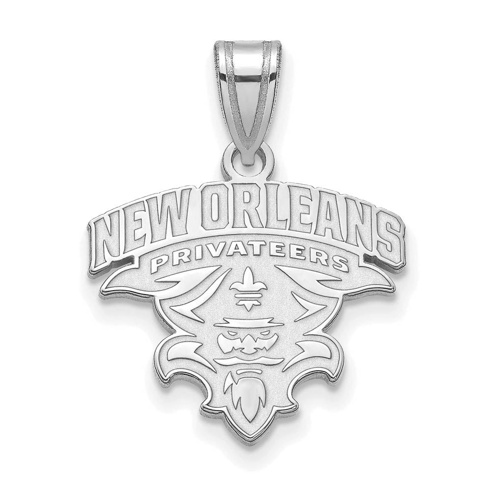 10k White Gold U. of New Orleans Medium Pendant, Item P18594 by The Black Bow Jewelry Co.