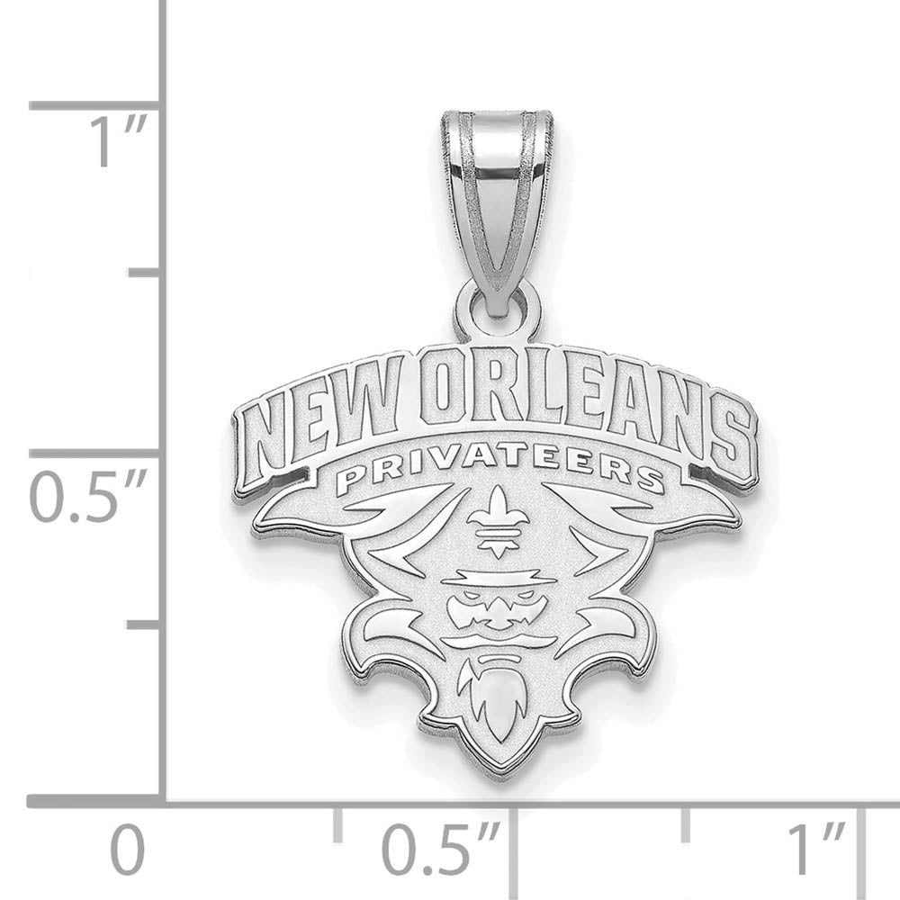 Alternate view of the 10k White Gold U. of New Orleans Medium Pendant by The Black Bow Jewelry Co.
