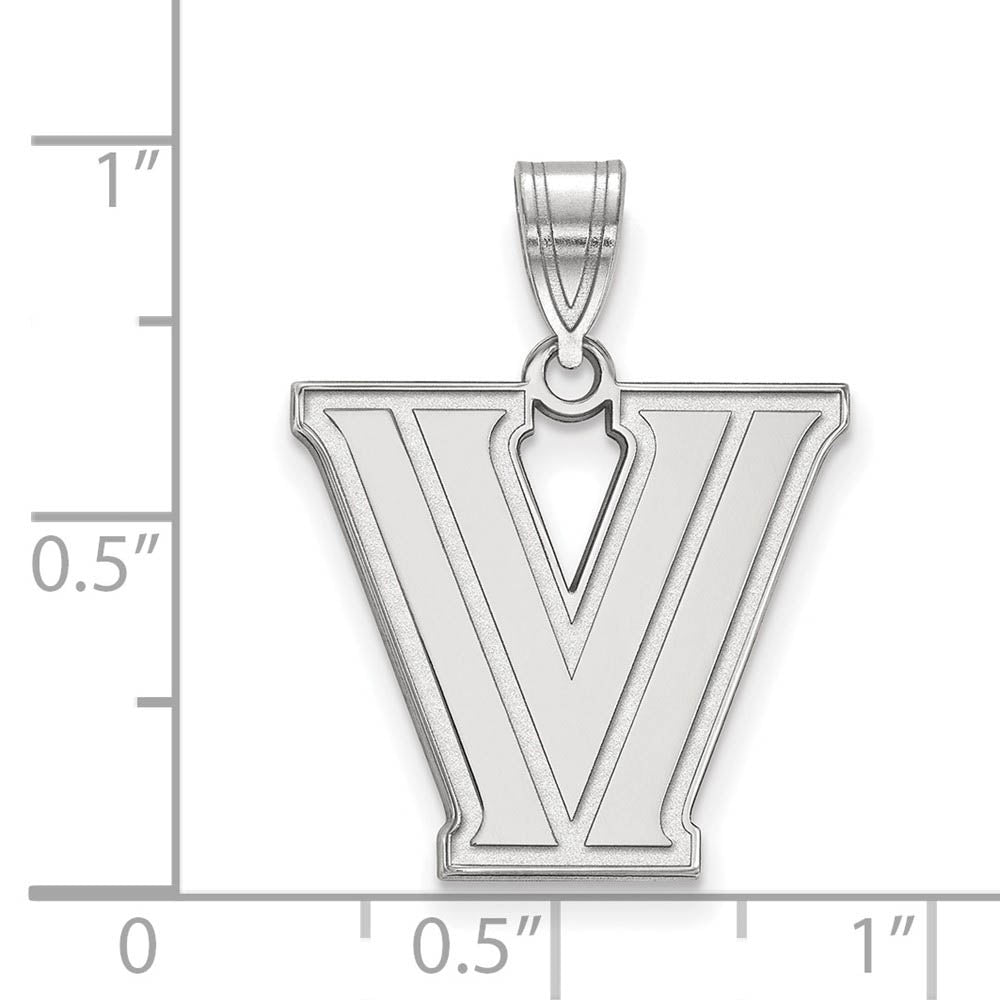 Alternate view of the 10k White Gold Villanova U. Medium Logo Pendant by The Black Bow Jewelry Co.