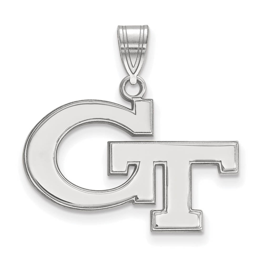 10k White Gold Georgia Technology Medium 'GT' Pendant, Item P18607 by The Black Bow Jewelry Co.