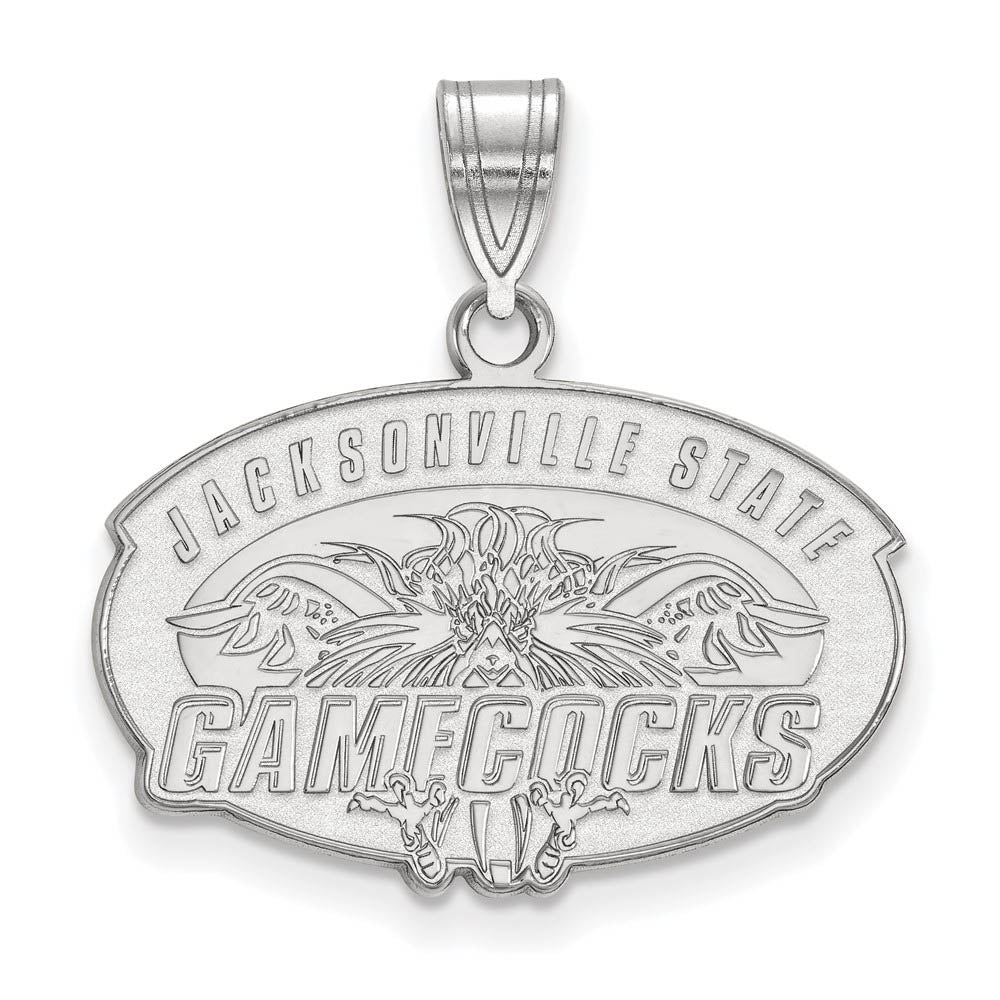 10k White Gold Jacksonville State Medium Pendant, Item P18610 by The Black Bow Jewelry Co.