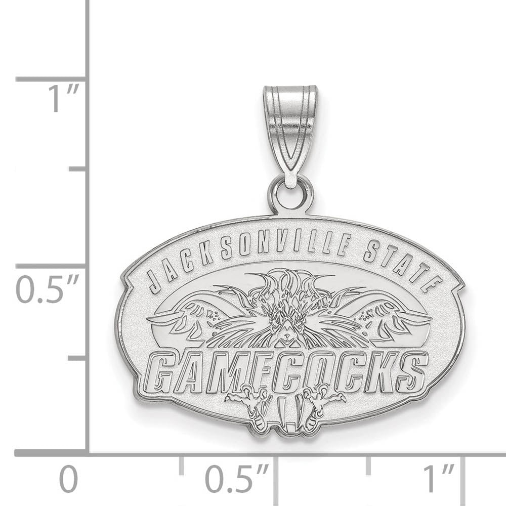 Alternate view of the 10k White Gold Jacksonville State Medium Pendant by The Black Bow Jewelry Co.