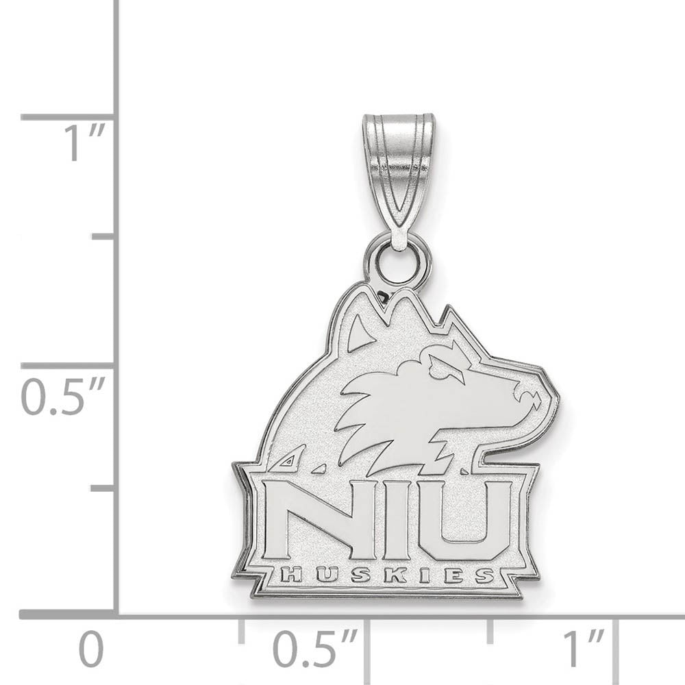 Alternate view of the 10k White Gold Northern Illinois U. Medium Pendant by The Black Bow Jewelry Co.