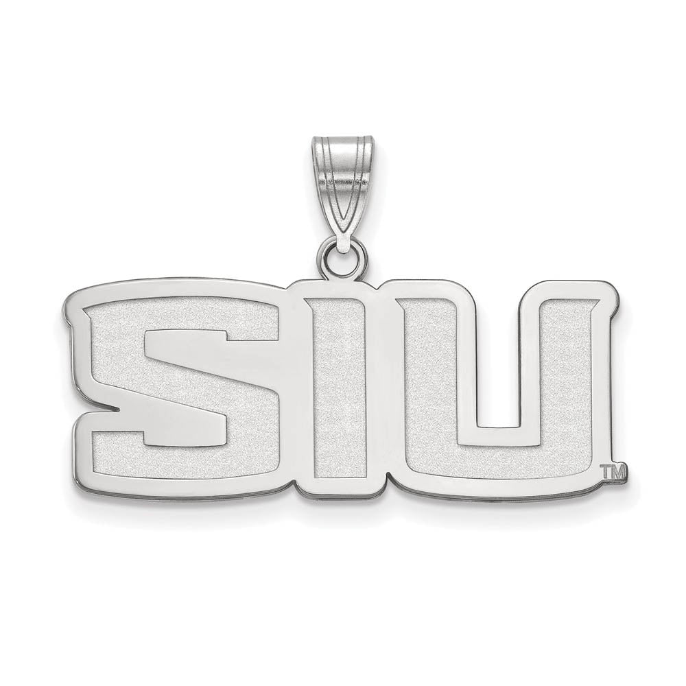 10k White Gold Southern Illinois U. Medium 'SIU' Pendant, Item P18619 by The Black Bow Jewelry Co.