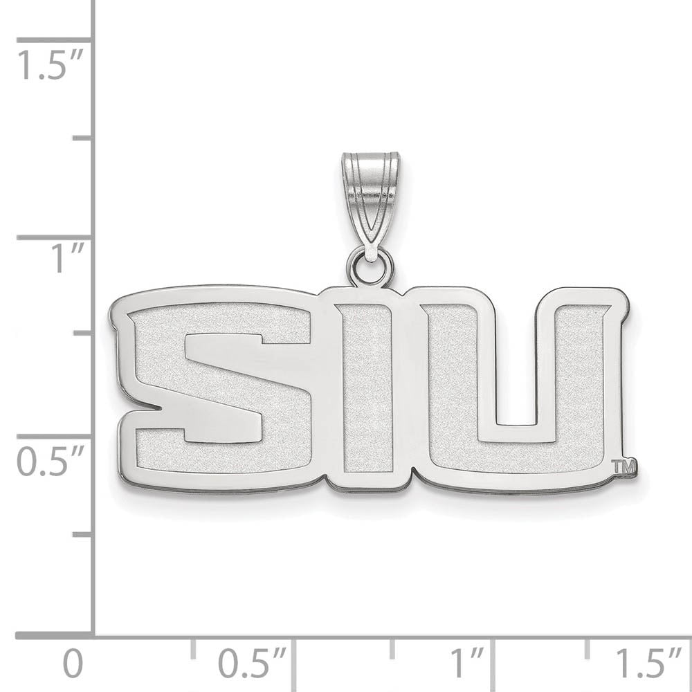 Alternate view of the 10k White Gold Southern Illinois U. Medium 'SIU' Pendant by The Black Bow Jewelry Co.