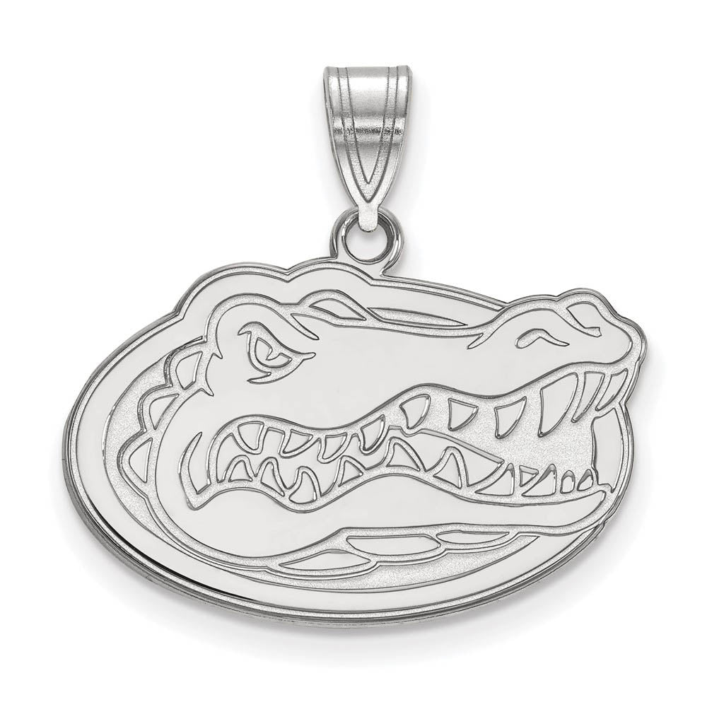 10k White Gold U of Florida Medium Mascot Pendant, Item P18627 by The Black Bow Jewelry Co.