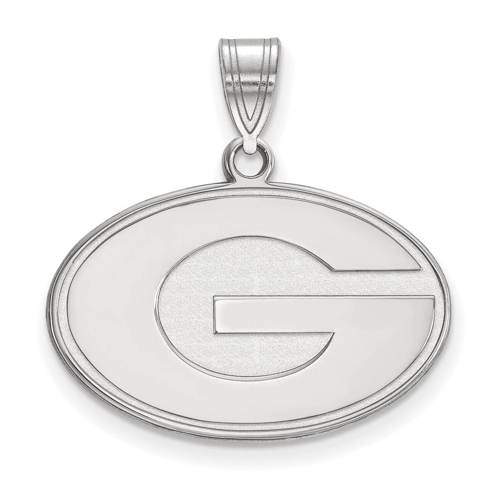 10k White Gold U. of Georgia Medium 'G' Pendant, Item P18628 by The Black Bow Jewelry Co.