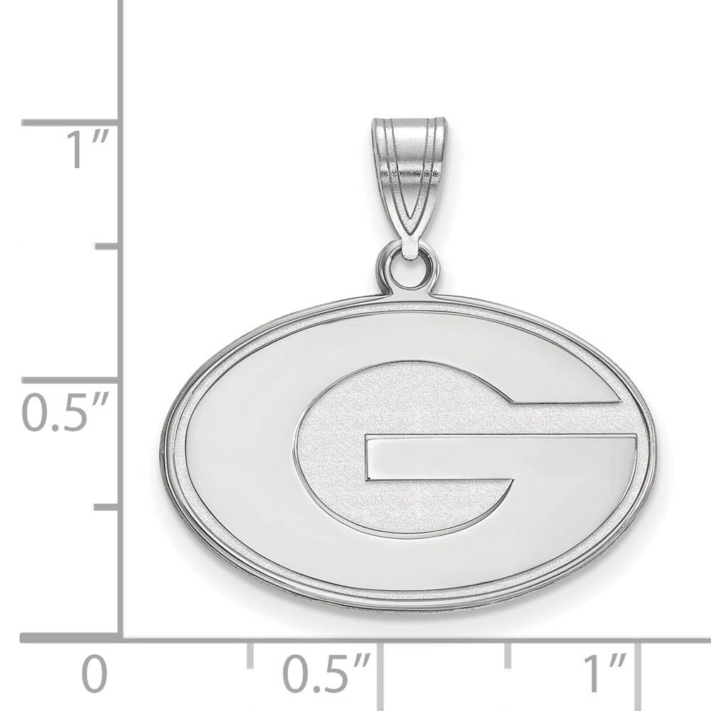 Alternate view of the 10k White Gold U. of Georgia Medium 'G' Pendant by The Black Bow Jewelry Co.