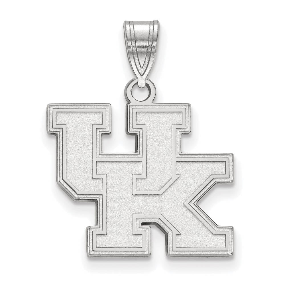 10k White Gold U. of Kentucky Medium 'UK' Pendant, Item P18631 by The Black Bow Jewelry Co.