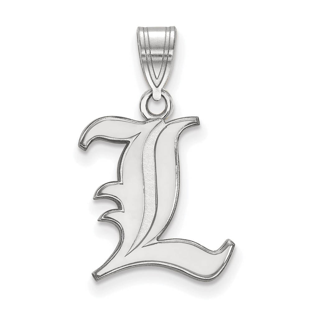 10k White Gold U. of Louisville Medium Pendant, Item P18633 by The Black Bow Jewelry Co.