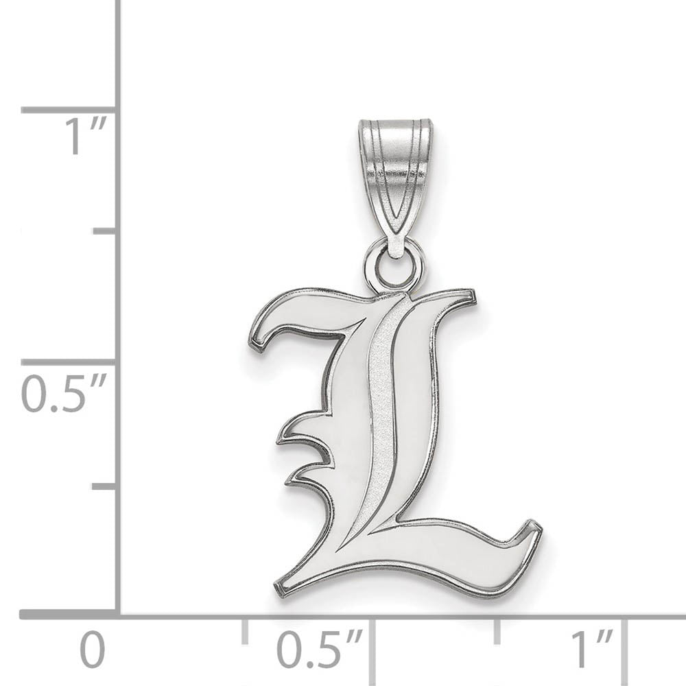 Alternate view of the 10k White Gold U. of Louisville Medium Pendant by The Black Bow Jewelry Co.