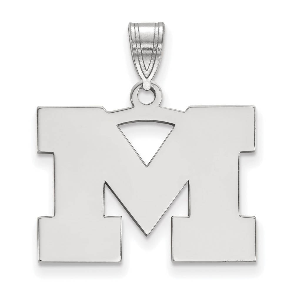 10k White Gold U. of Michigan Medium Initial M Pendant, Item P18634 by The Black Bow Jewelry Co.